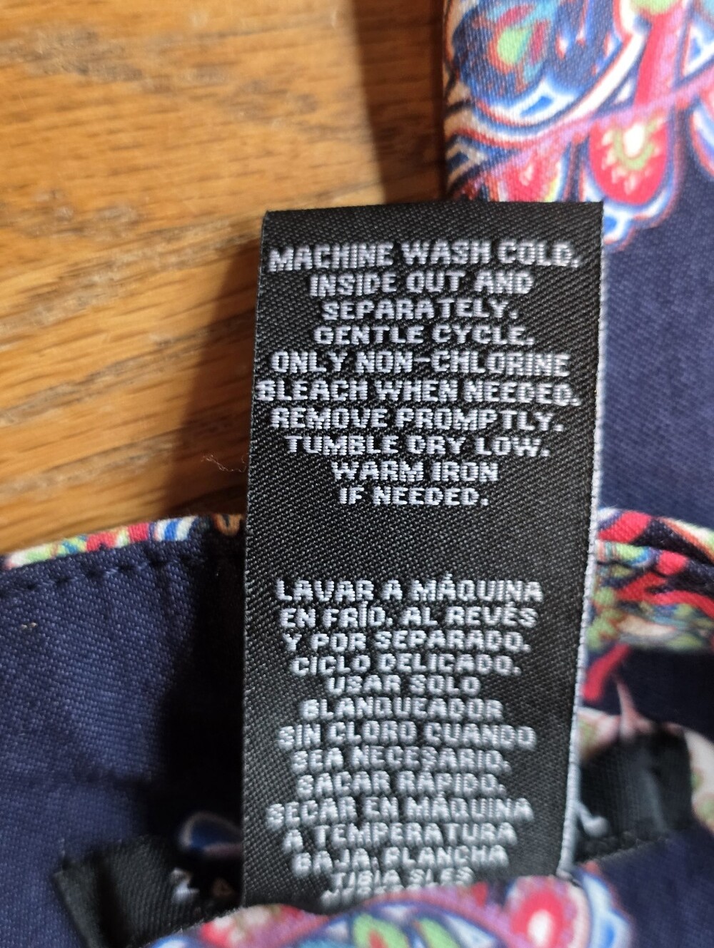 Zac & Rachel Paisley Capri Pants Navy Blue Straight Leg Pull On Stretch Size 12 - Picture 7 of 13